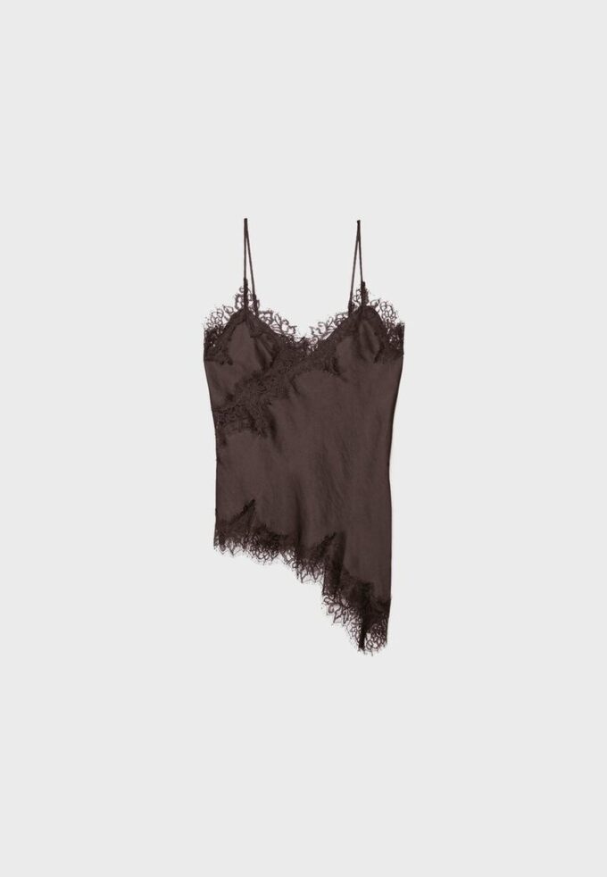 Top camisola asimétrico de encaje Top camisola asimétrico de encaje