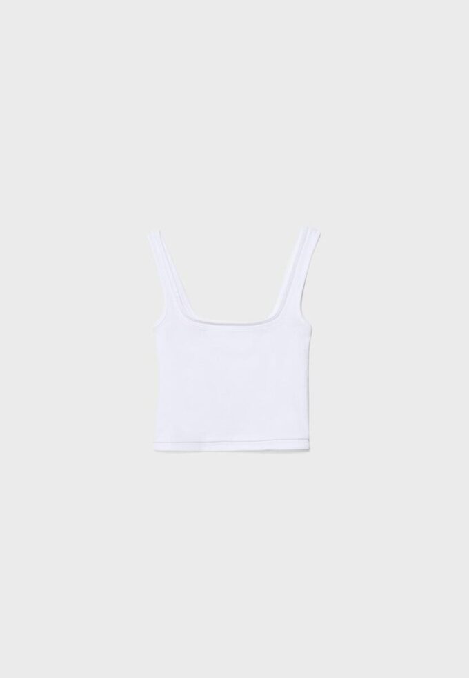 Top con cuello cuadrado y efecto de dos piezas Top con cuello cuadrado y efecto de dos piezas