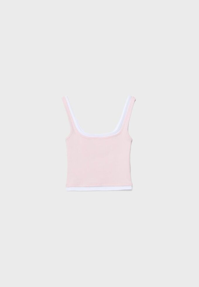 Top con cuello cuadrado y efecto de dos piezas Top con cuello cuadrado y efecto de dos piezas