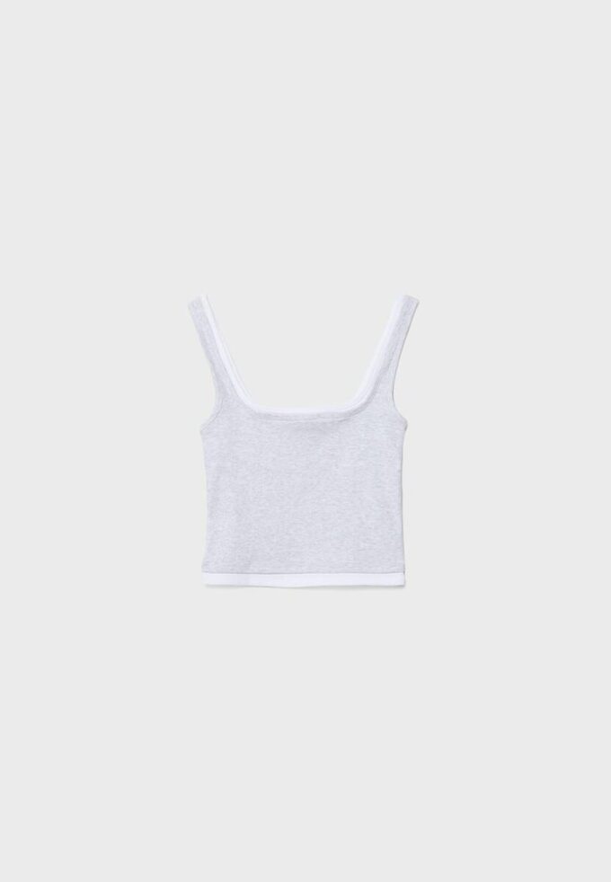Top con cuello cuadrado y efecto de dos piezas Top con cuello cuadrado y efecto de dos piezas