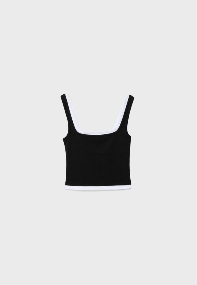 Top con cuello cuadrado y efecto de dos piezas Top con cuello cuadrado y efecto de dos piezas