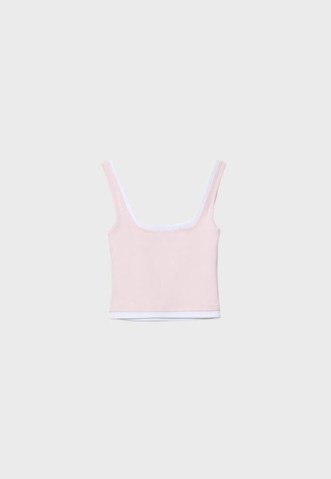 Top con cuello cuadrado y efecto de dos piezas Top con cuello cuadrado y efecto de dos piezas