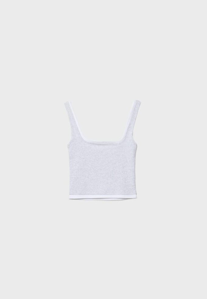 Top con cuello cuadrado y efecto de dos piezas Top con cuello cuadrado y efecto de dos piezas