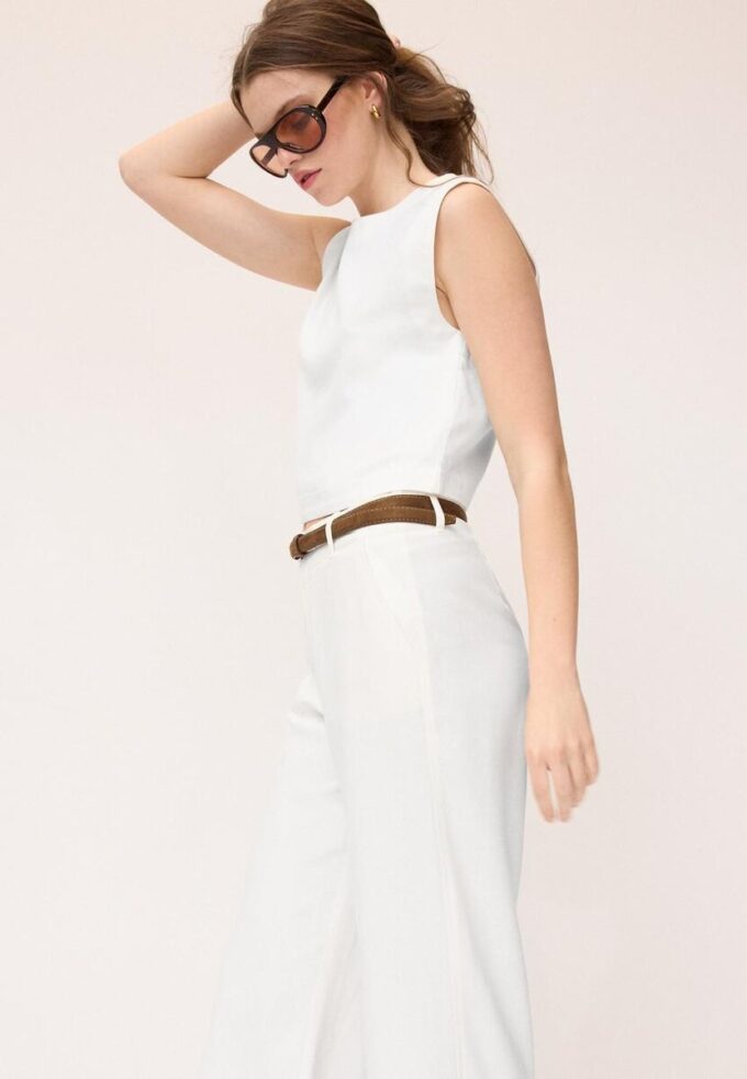 Top con espalda nadadora efecto lino Top con espalda nadadora efecto lino