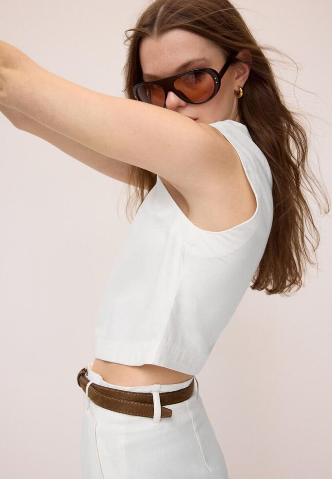 Top con espalda nadadora efecto lino Top con espalda nadadora efecto lino