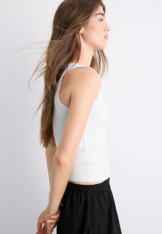 Top de algodón con espalda nadadora y canalé