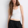 Top de algodón con espalda nadadora y canalé