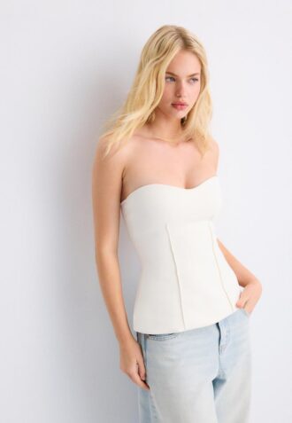 Top de bikini bandeau con escote corazón