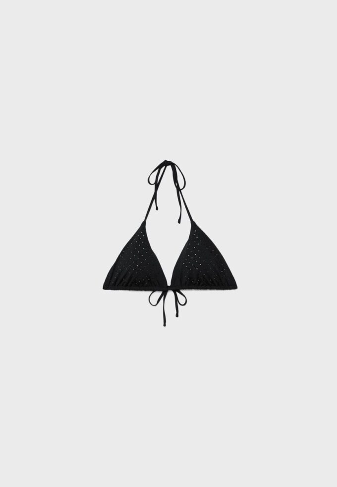Top de bikini triangular brillante Top de bikini triangular brillante