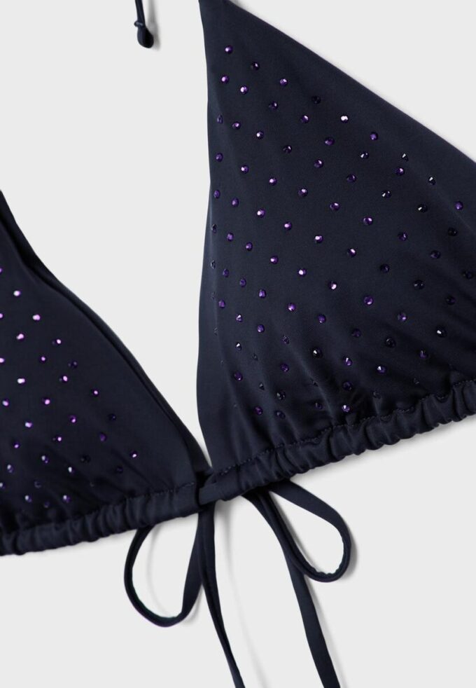 Top de bikini triangular brillante Top de bikini triangular brillante