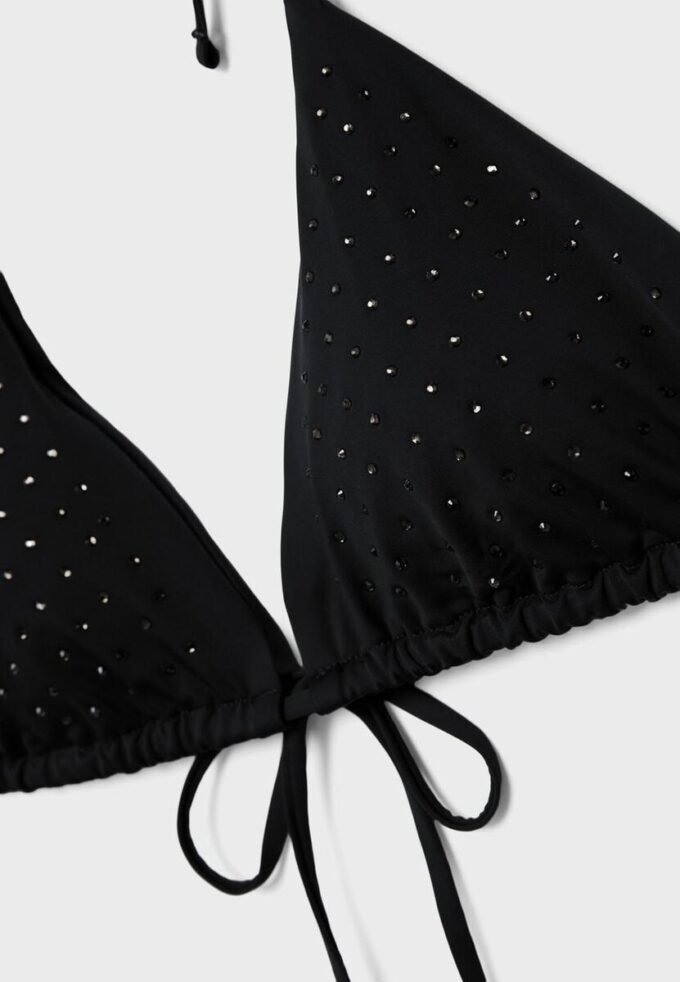 Top de bikini triangular brillante Top de bikini triangular brillante