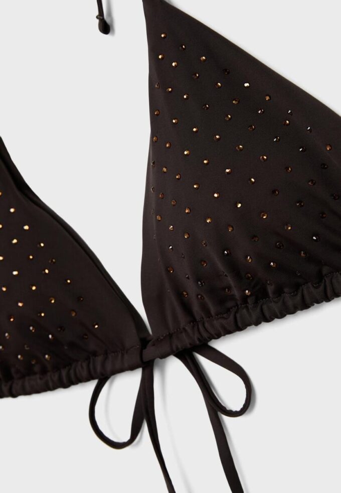 Top de bikini triangular brillante Top de bikini triangular brillante