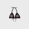 Top de bikini triangular con flores bordadas Top de bikini triangular con flores bordadas