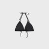 Top de bikini triangular con flores bordadas Top de bikini triangular con flores bordadas