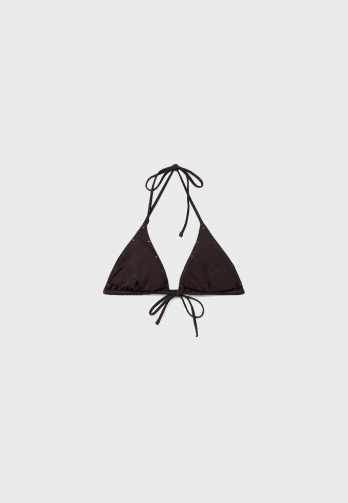 Top de bikini triangular con tachuelas Top de bikini triangular con tachuelas