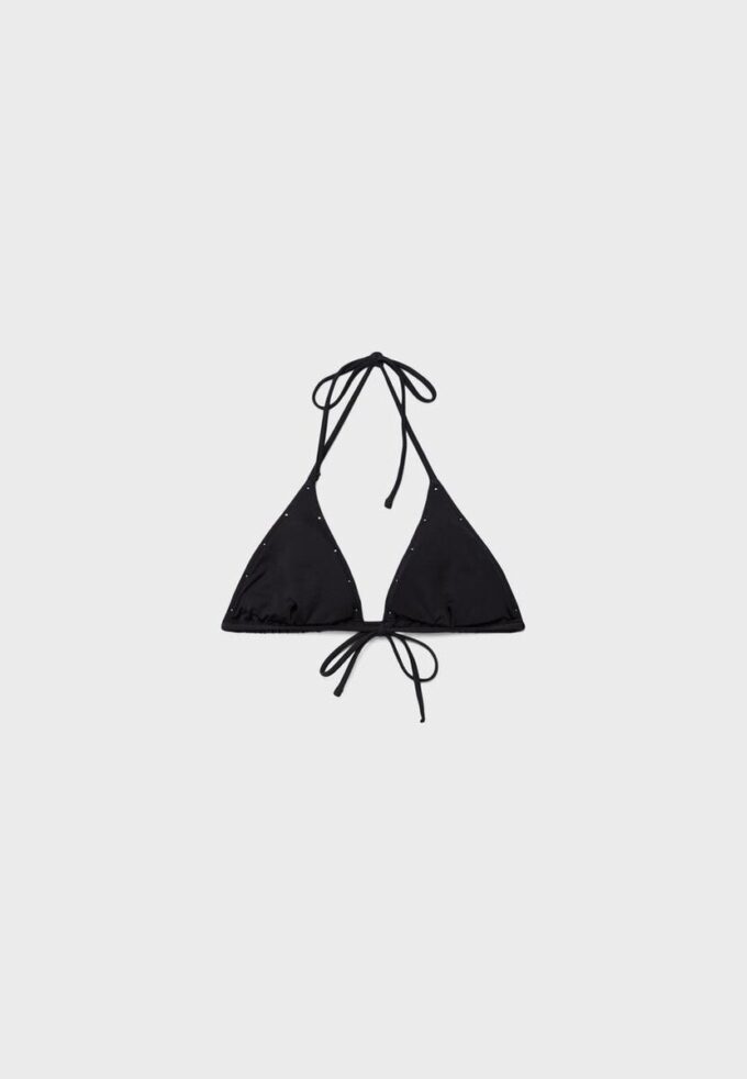 Top de bikini triangular con tachuelas Top de bikini triangular con tachuelas