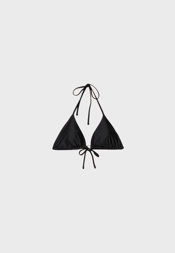 Top de bikini triangular de satén Top de bikini triangular de satén
