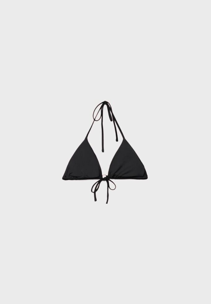 Top de bikini triangular de satén Top de bikini triangular de satén