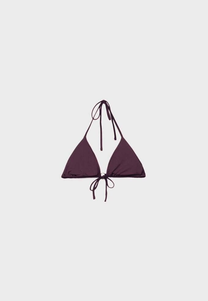 Top de bikini triangular de satén Top de bikini triangular de satén