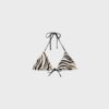 Top de bikini triangular de satén estampado Top de bikini triangular de satén estampado
