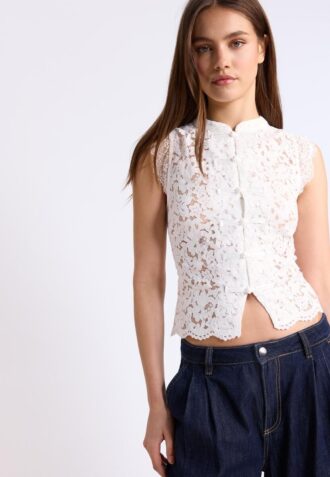 Top de encaje estilo qipao