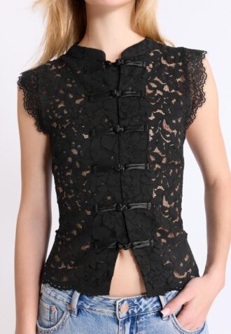 Top de encaje estilo qipao