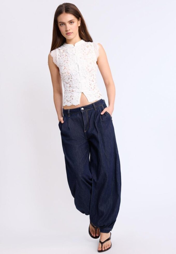 Top de encaje estilo qipao Top de encaje estilo qipao