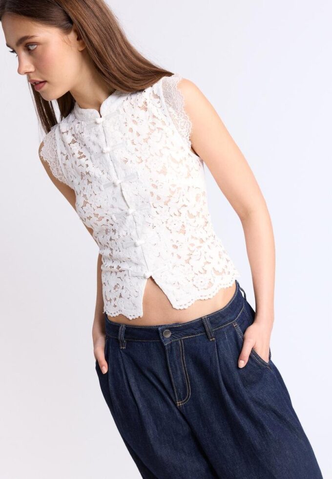 Top de encaje estilo qipao Top de encaje estilo qipao