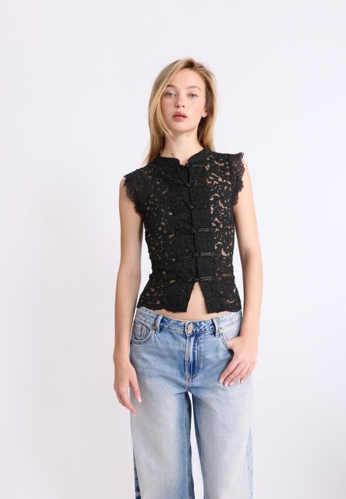 Top de encaje estilo qipao Top de encaje estilo qipao