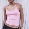 Top de punto con cuello halter Top de punto con cuello halter