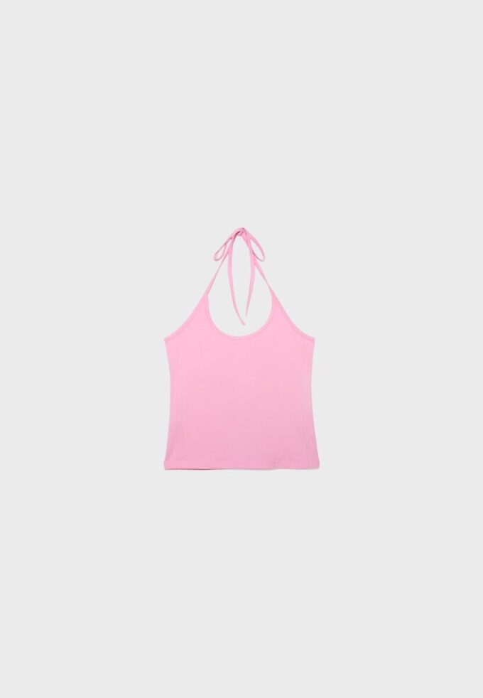 Top de punto con cuello halter Top de punto con cuello halter