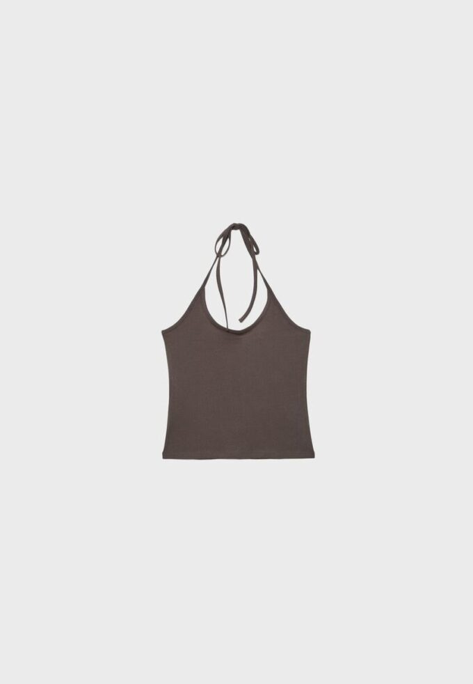 Top de punto con cuello halter Top de punto con cuello halter