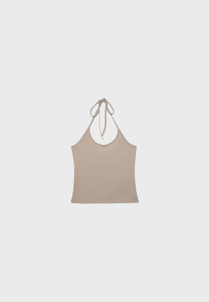 Top de punto con cuello halter Top de punto con cuello halter