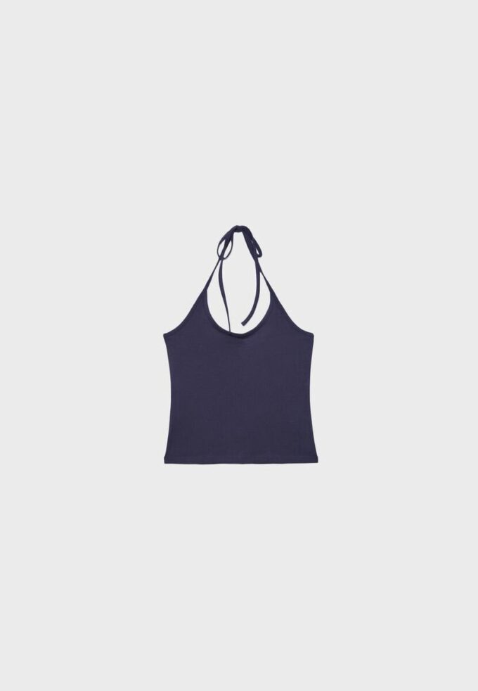 Top de punto con cuello halter Top de punto con cuello halter