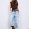 Top de punto con cuello redondo