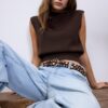 Top de punto con cuello redondo