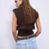 Top de punto con cuello redondo