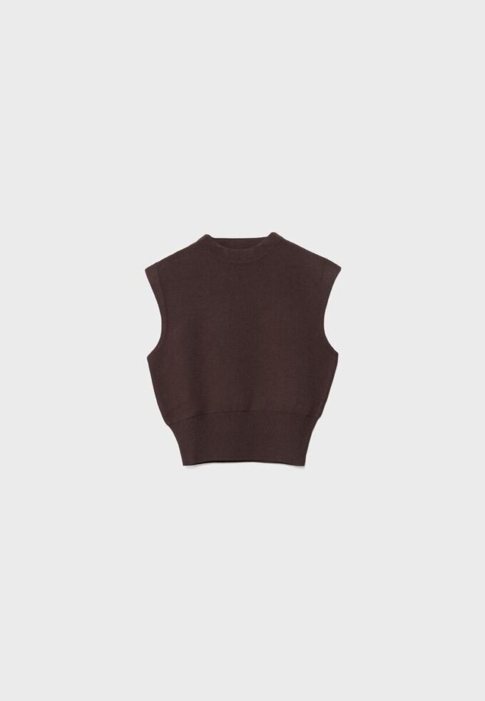 Top de punto con cuello redondo
