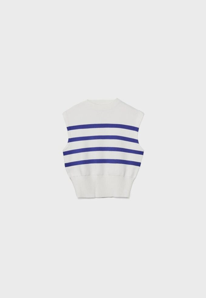 Top de punto con cuello redondo