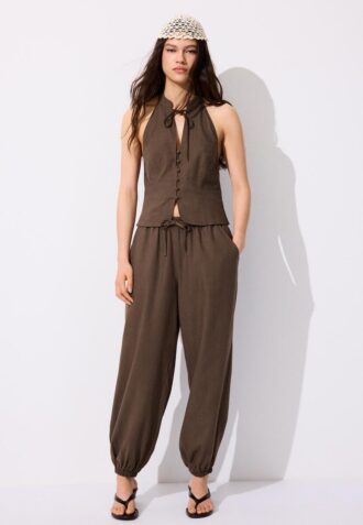 Top halter con botones estilo qipao