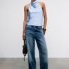 Top halter con efecto satinado Top halter con efecto satinado