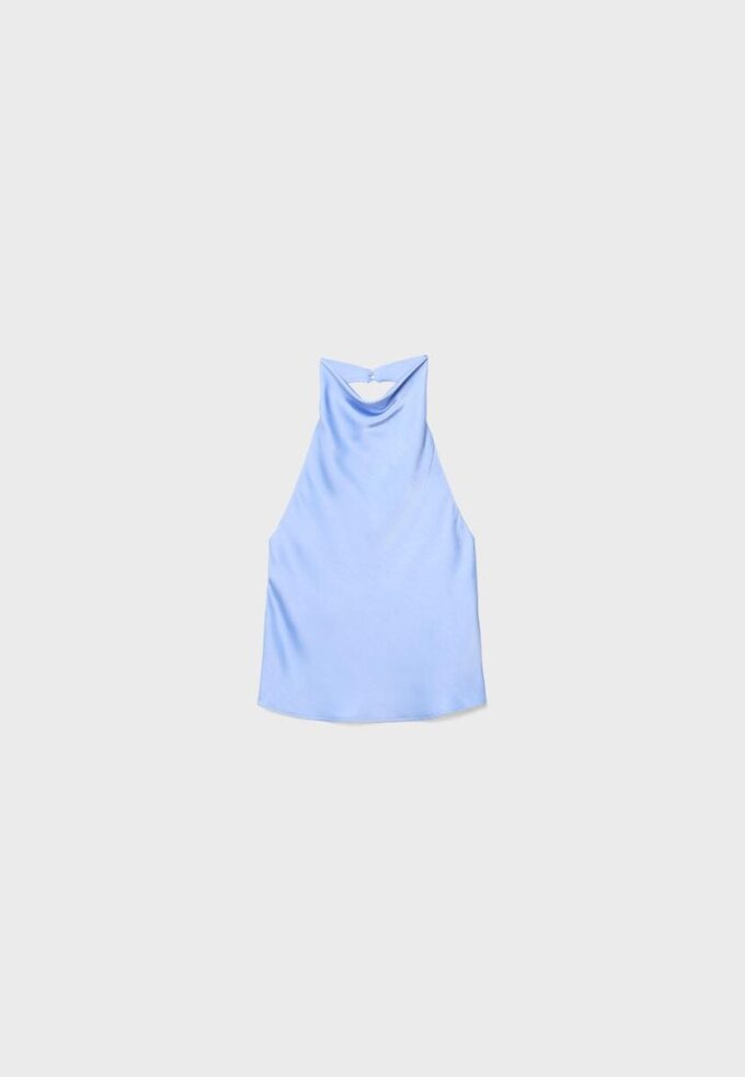 Top halter con efecto satinado Top halter con efecto satinado