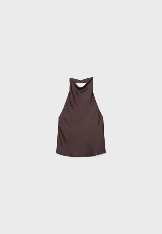 Top halter con efecto satinado Top halter con efecto satinado