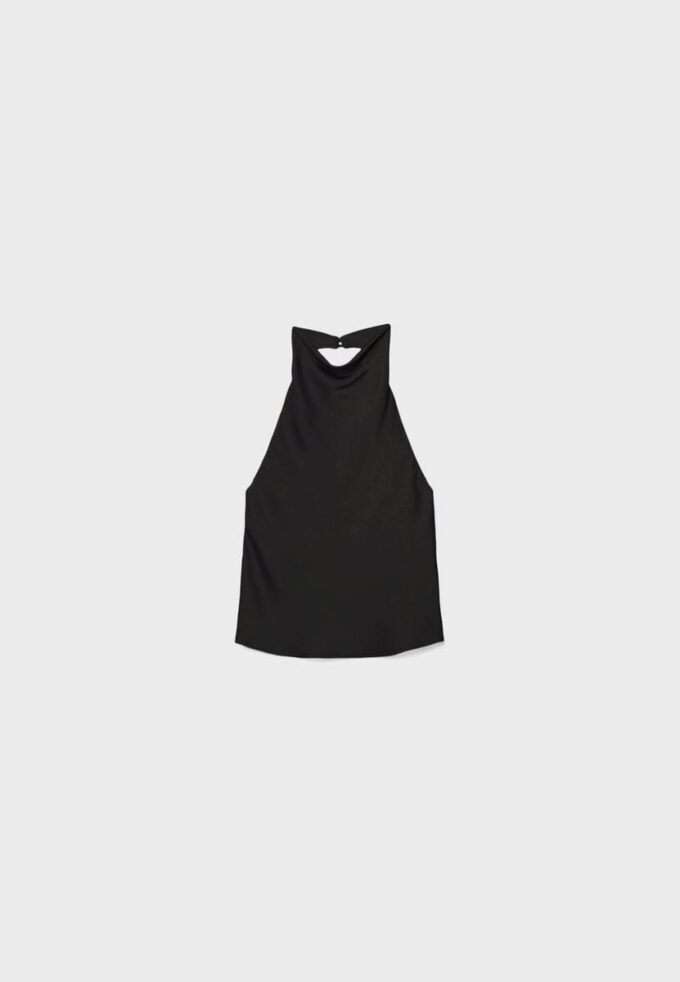 Top halter con efecto satinado Top halter con efecto satinado