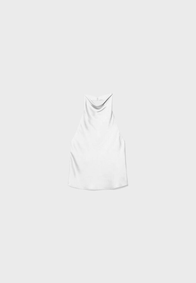 Top halter con efecto satinado Top halter con efecto satinado