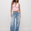 Top halter con lazo fruncido en el cuello Top halter con lazo fruncido en el cuello