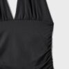 Top halter con lazo fruncido en el cuello Top halter con lazo fruncido en el cuello