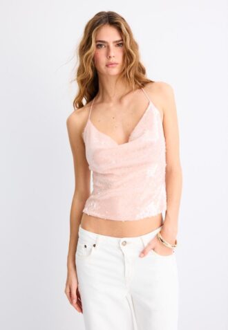 Top halter con lentejuelas