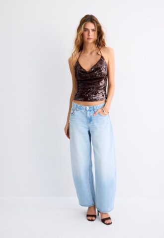 Top halter con lentejuelas