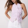 Top halter con nudo y efecto arrugado Top halter con nudo y efecto arrugado